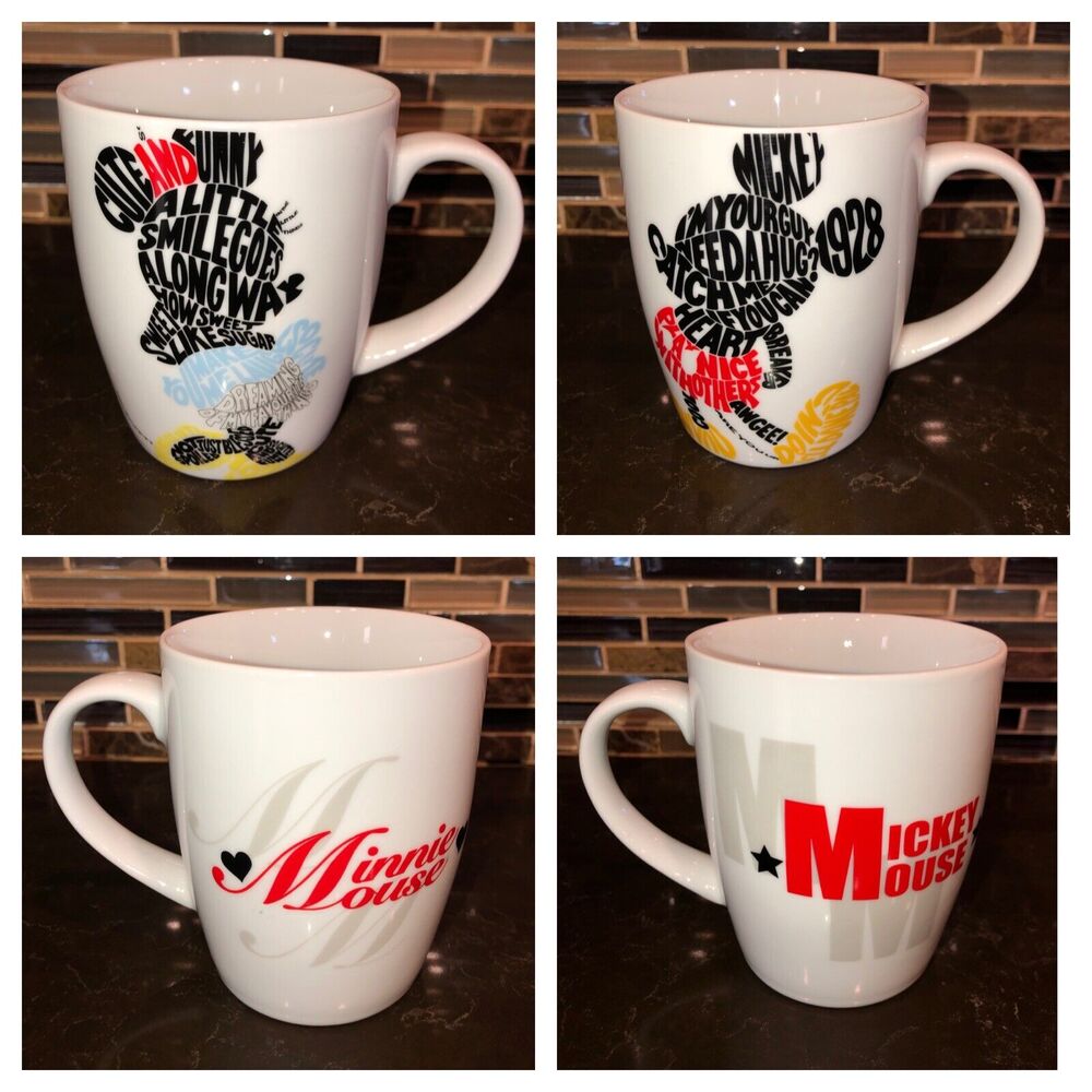 Mickey & Minnie Mouse Set Favorite Words Cup Mug Disney Enesco‎ 14oz His & Hers